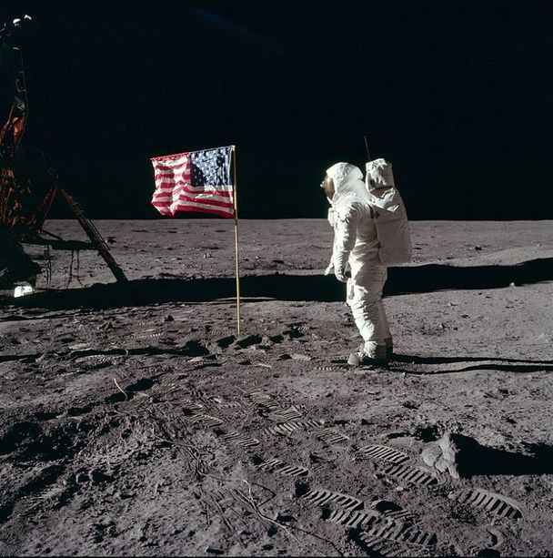 Buzz Aldrin Salutes the Flag on the Moon