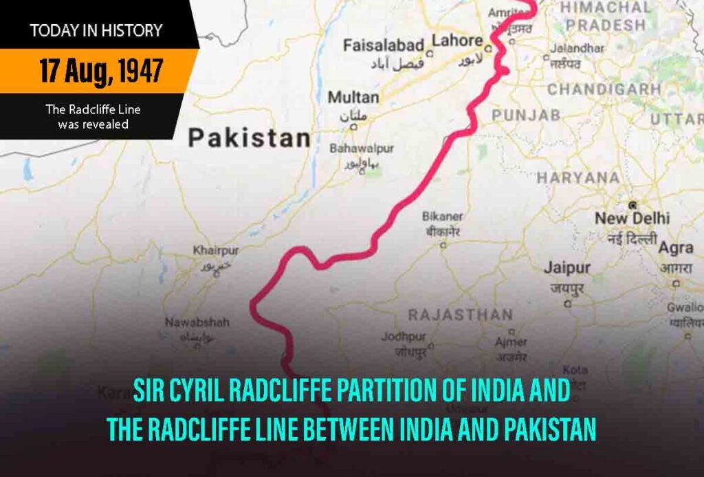 Radcliffe line between India and Pakistan