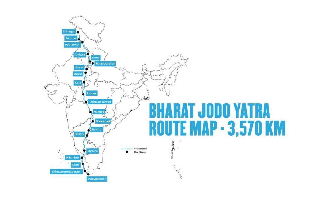 Bharat Jodo yatra route map